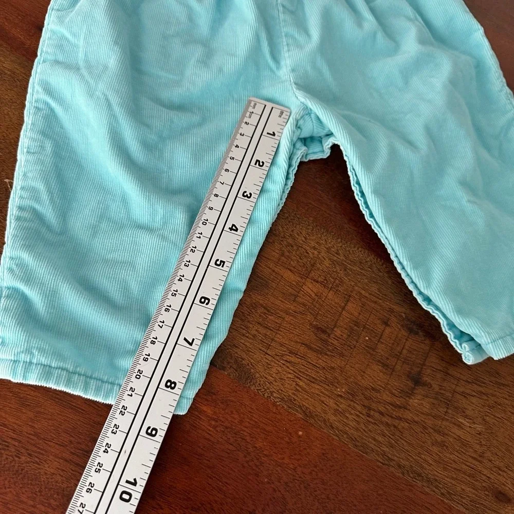 VTG OshKosh‎ B'gosh Corduroy Overalls Pants Baby 6-9M Teal Blue Ruffle USA Made